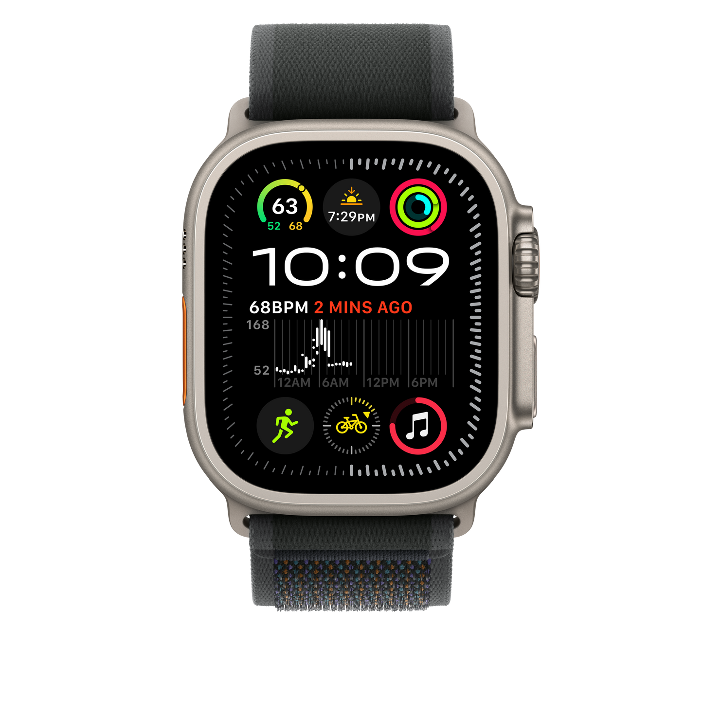 49mm Black Trail Loop - M/L - Natural Titanium Finish