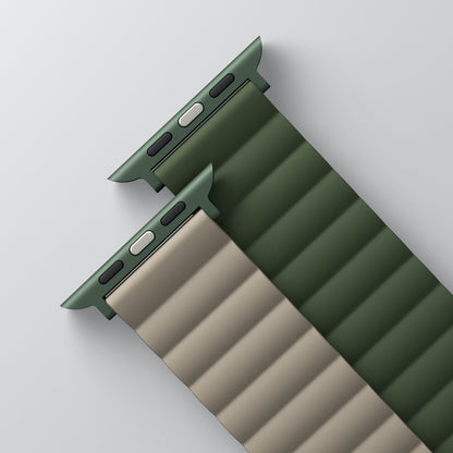 Uniq Revix Magnetic Silicone Band for Apple Watch 45/44/42mm - Green/Taupe